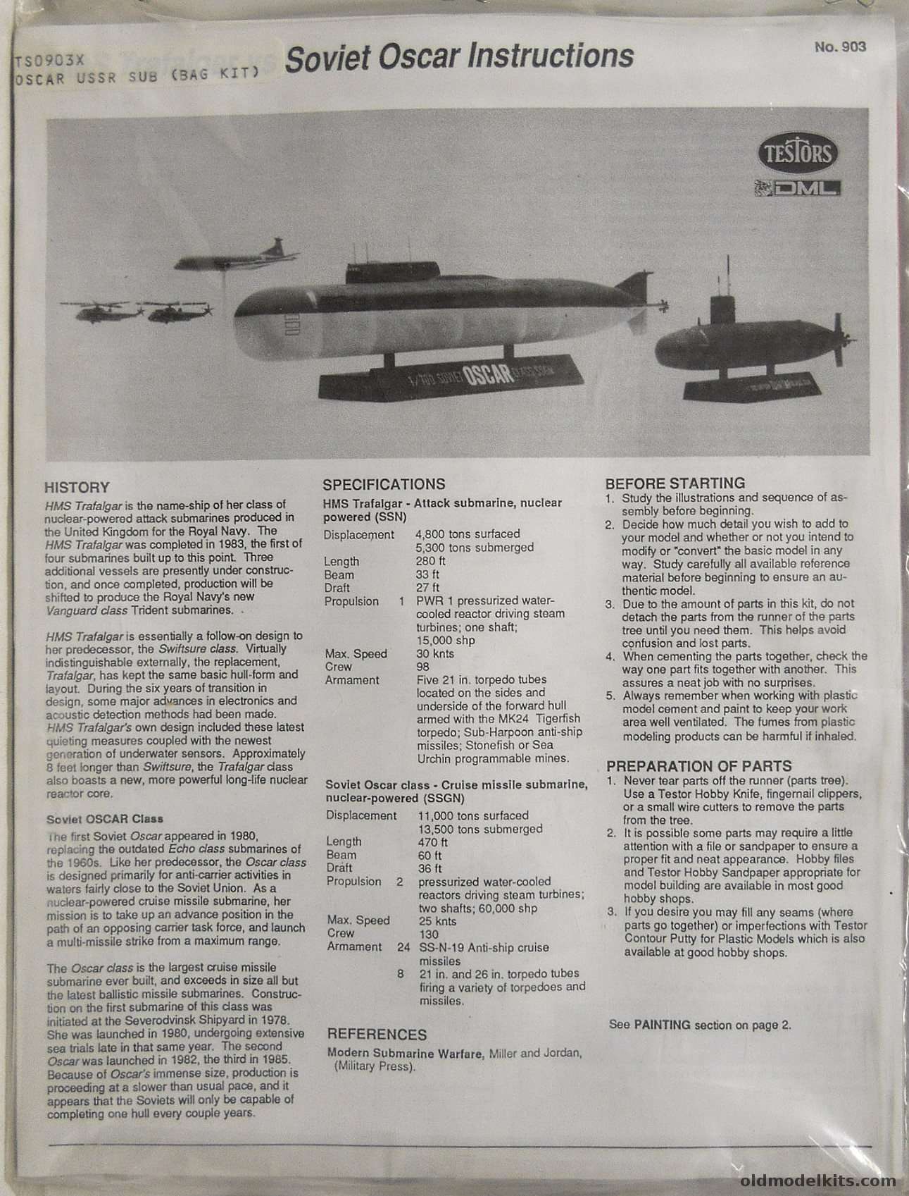 Testors 1/700 Soviet Oscar SSGN Nuclear Submarine - Bagged, 903 plastic model kit